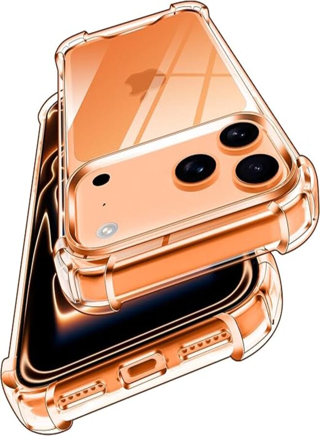 iVoler Anti Yellowing Clear Cover for 17 PRO Max, [Military Grade Shockproof] Transparent Shock Absorption Case with Soft TPU Bumper